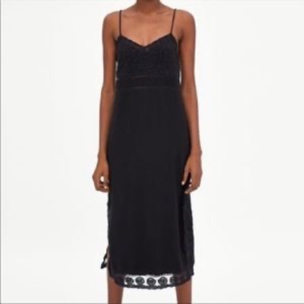 Zara trf black midi dress